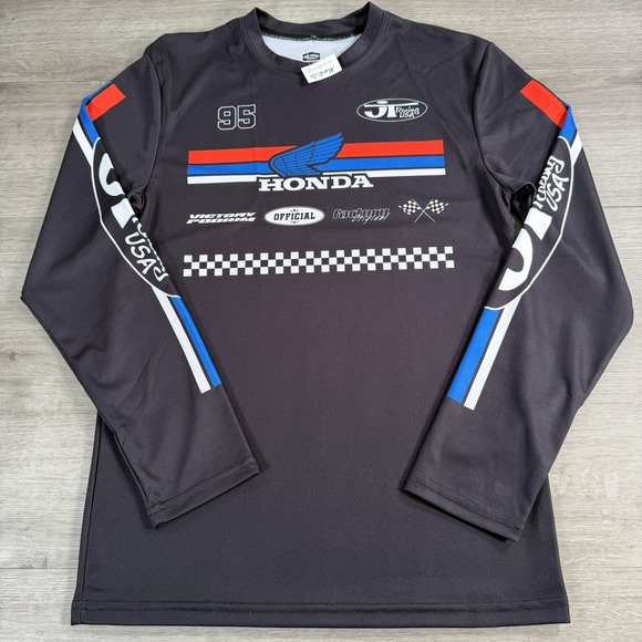 Honda Shirt Mens Small Black Long Sleeve JT Racing USA Motocross Wing Jersey